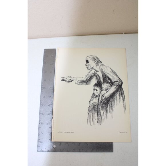 KÄTHE KOLLWITZ Woman Welcoming Death In The Water Vintage Print 91977 - Picture 3 of 5